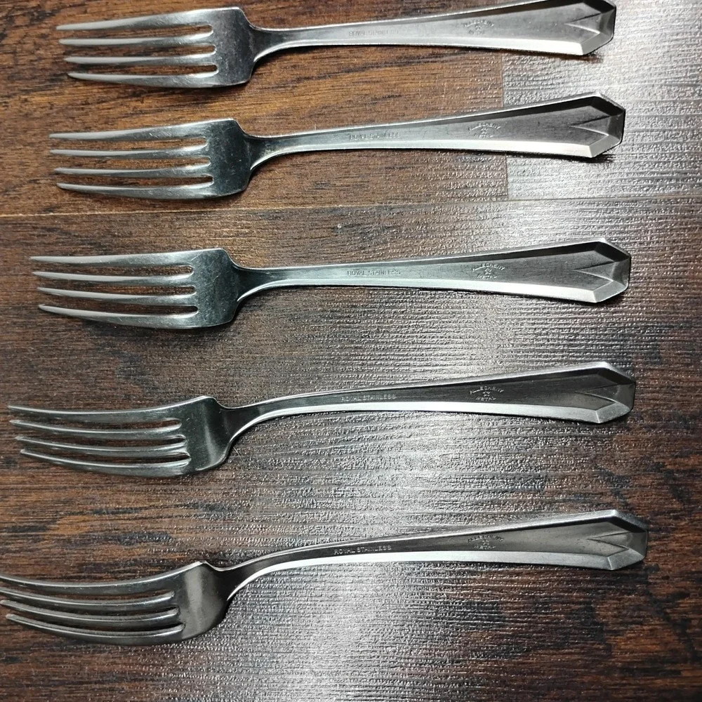 Vtg Royal Allegheny Streamline Stainless Flatware 20 Pc Set Knives Forks Spoons‎